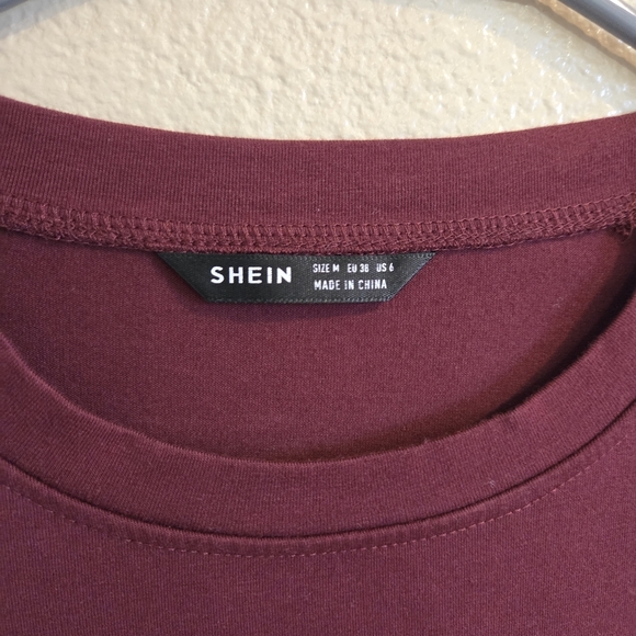 Shein Women Burgundy Red Maroon Long Sleeve Tunic Top Size Medium Fall Winter - Picture 2 of 6